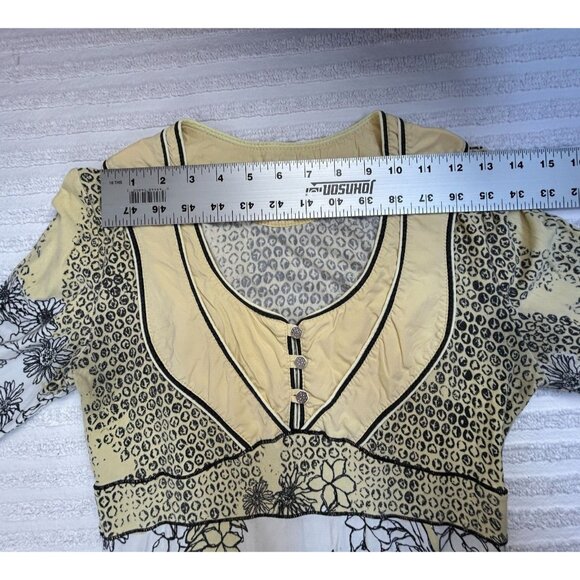 MC Planet Women's Size 6 Mixed Floral Animal Print Henley Top Blouse 3/4 Sleeve - Picture 4 of 7